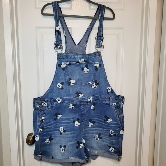 Disney Pants - Disney women 24 Denim Jean Shorts Overalls Romper Mickey Mouse